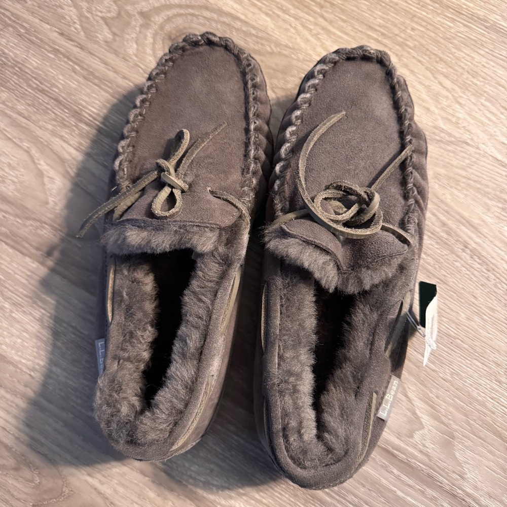 L.L. Bean Moccasin Slippers grey